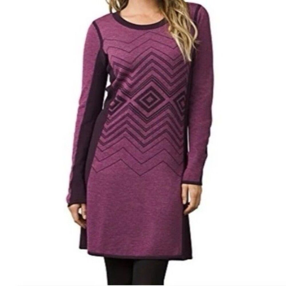 prAna Wool Delia Sweater Dress Women XS Winter Outdoor Hiking Travel Purple